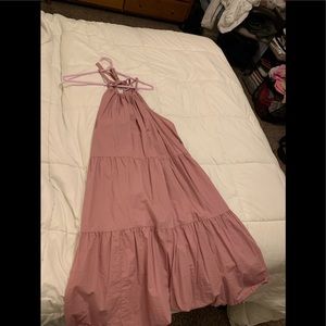 Mauve tiered halter dress.